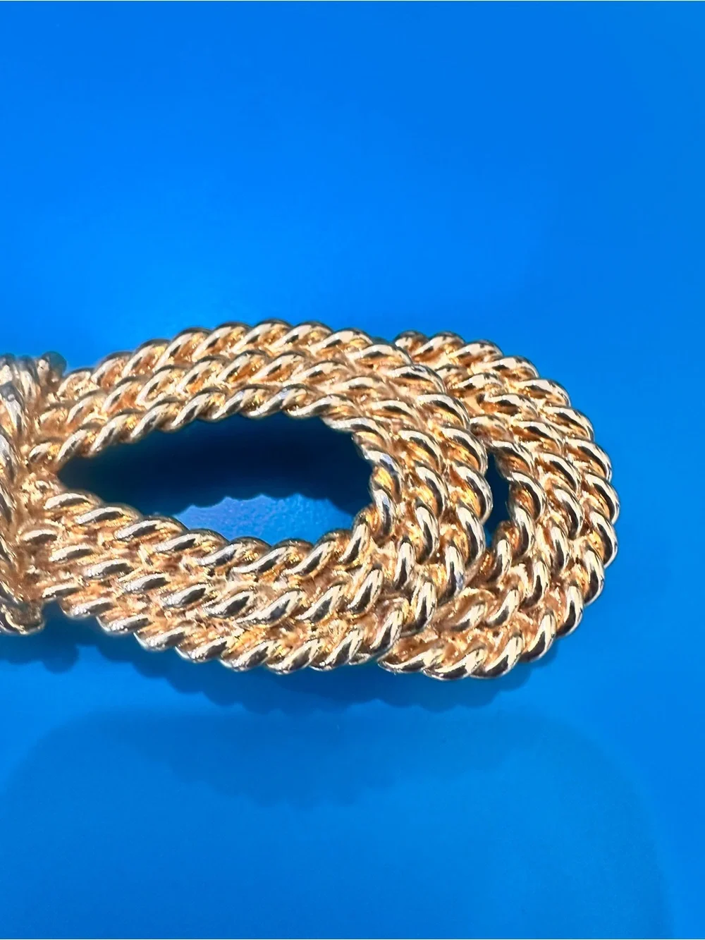 Gold-Tone Rope Bow Clip Belt Buckel Vintage